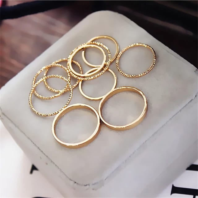 YU Fashions Minimal High Fashion Korean Ring Set of 10