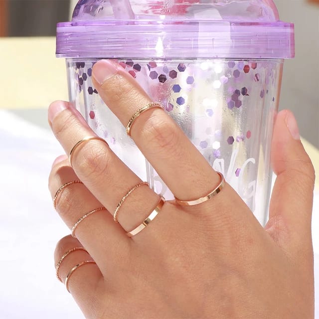YU Fashions Minimal High Fashion Korean Ring Set of 10