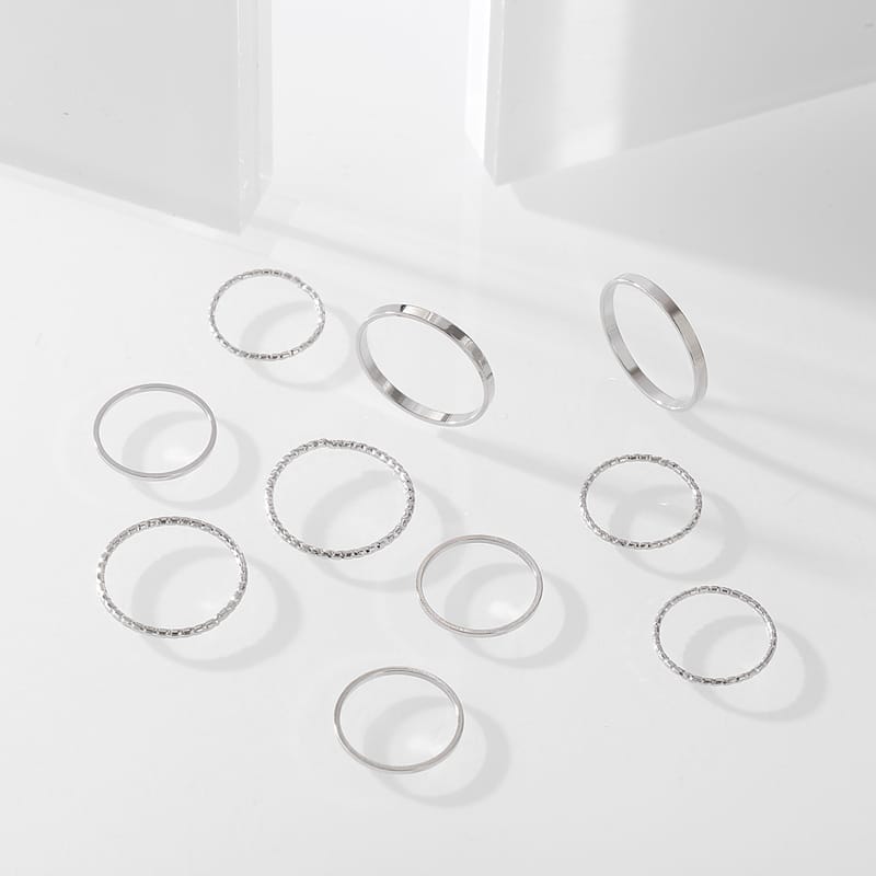 YU Fashions Minimal High Fashion Korean Ring Set of 10