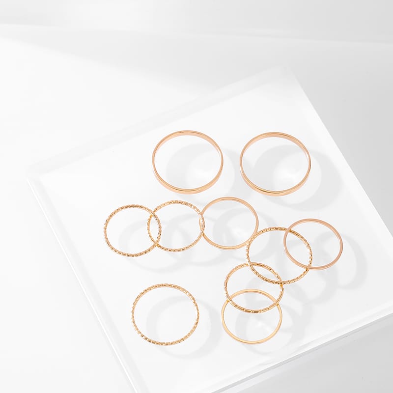 YU Fashions Minimal High Fashion Korean Ring Set of 10