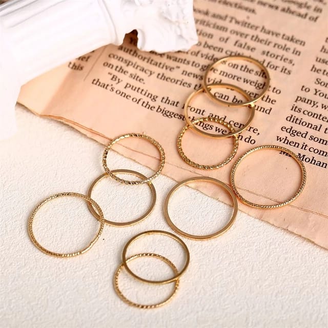 YU Fashions Minimal High Fashion Korean Ring Set of 10