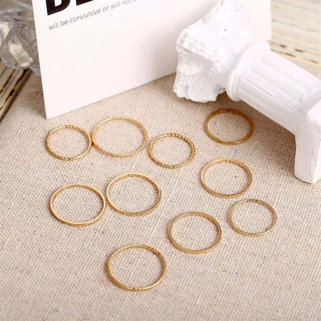 YU Fashions Minimal High Fashion Korean Ring Set of 10