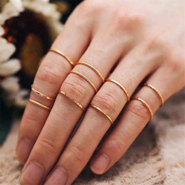 YU Fashions Minimal High Fashion Korean Ring Set of 10