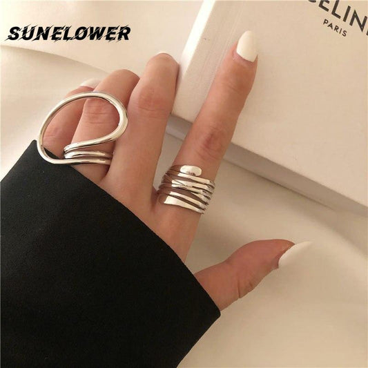 Yu Fashions Melted Golden Spiral High Fashion Korean Ring Set of 2