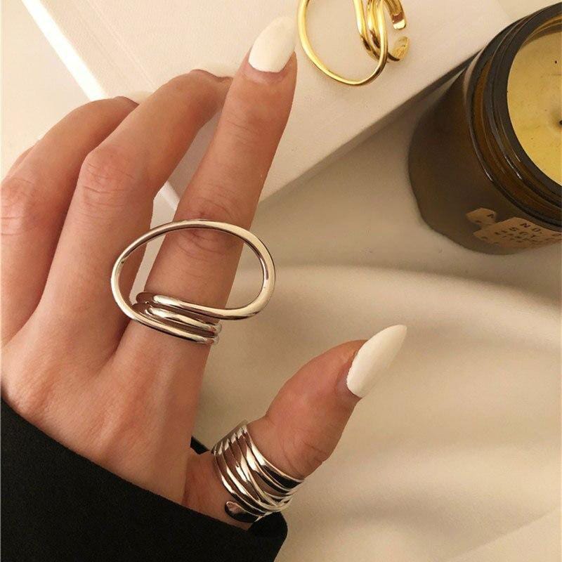 Yu Fashions Melted Golden Spiral High Fashion Korean Ring Set of 2