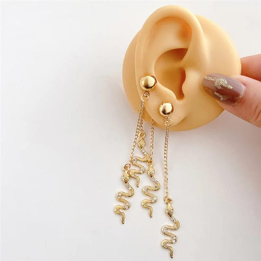 Yu Fashions Snake Animal Drop Chain Korean Earring Pair