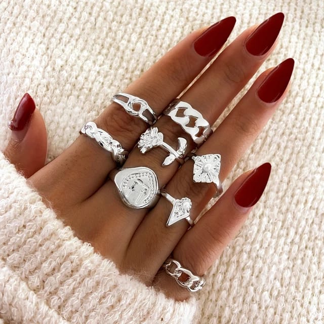 Yu Fashions  Link Snake Bohemian Ring Set of 10