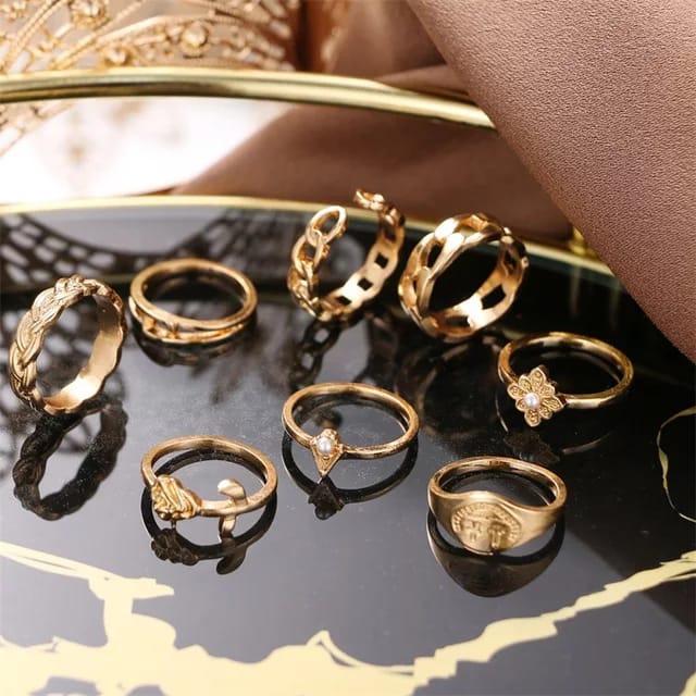 Yu Fashions  Link Snake Bohemian Ring Set of 10
