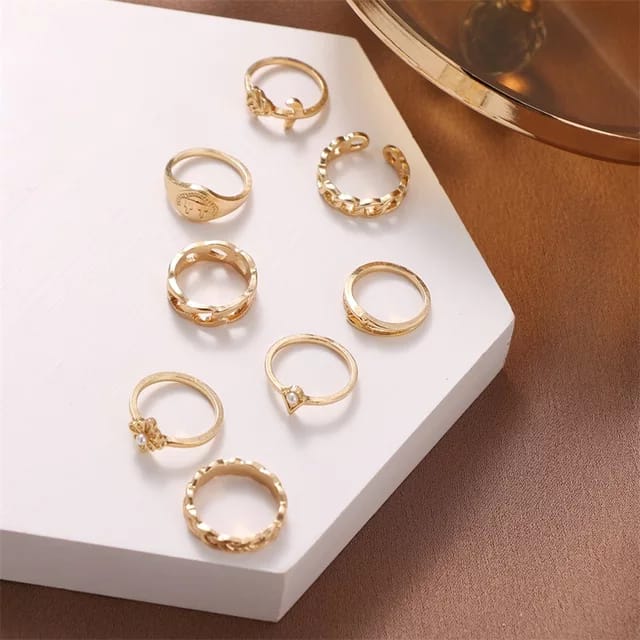 Yu Fashions  Link Snake Bohemian Ring Set of 10