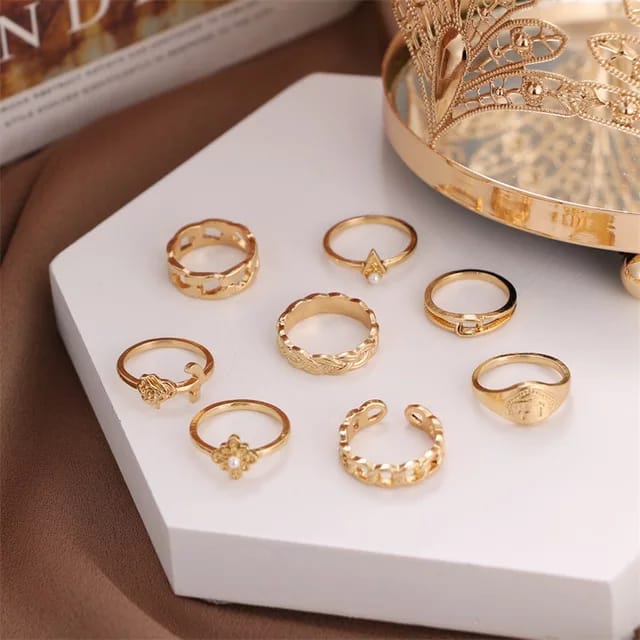Yu Fashions  Link Snake Bohemian Ring Set of 10
