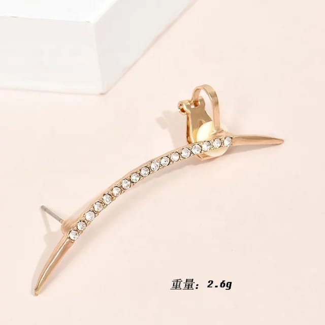 Yu Fashions Arch Sword Shaped Rhinestone Unique Single Piece Korean Earhook Earring