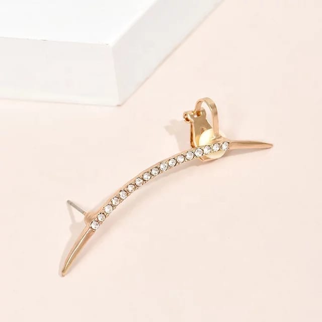 Yu Fashions Arch Sword Shaped Rhinestone Unique Single Piece Korean Earhook Earring