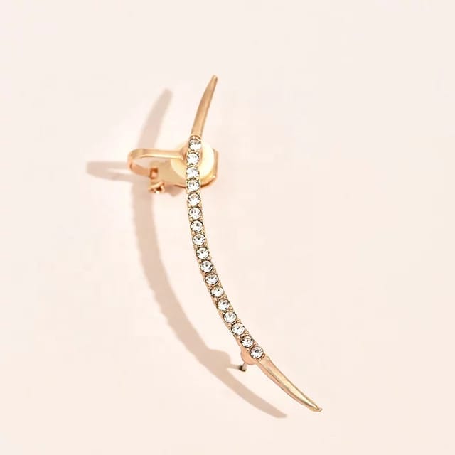 Yu Fashions Arch Sword Shaped Rhinestone Unique Single Piece Korean Earhook Earring