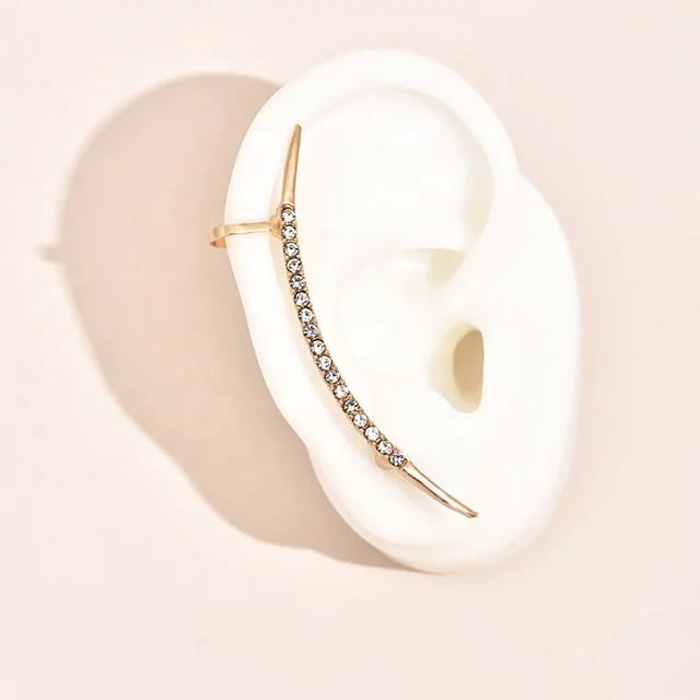 Yu Fashions Arch Sword Shaped Rhinestone Unique Single Piece Korean Earhook Earring