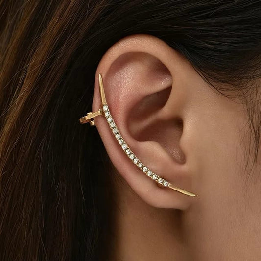 Yu Fashions Arch Sword Shaped Rhinestone Unique Single Piece Korean Earhook Earring