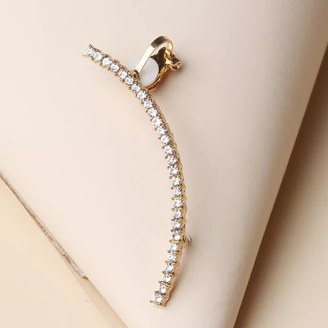 Yu Fashions Arch Sword Shaped Rhinestone Unique Single Piece Korean Earhook Earring