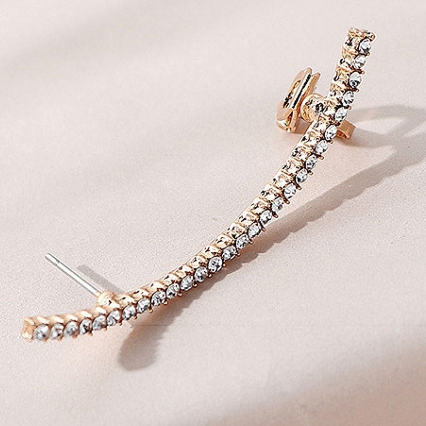Yu Fashions Arch Sword Shaped Rhinestone Unique Single Piece Korean Earhook Earring