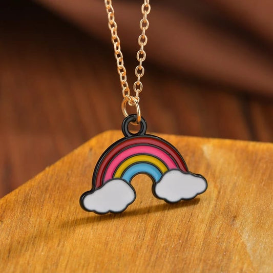 YU Fashions Rainbow Multicolored High Fashion Pendent Necklace