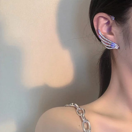 Yu Fashions Swan Wing Unique Single Pc Rhinestone High Fashion Korean Earhook Earring