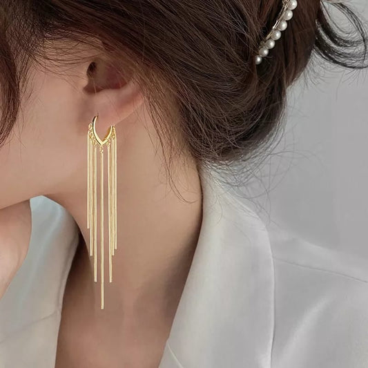 Yu Fashions Golden Tassel High Fashion Korean Earrings Pair