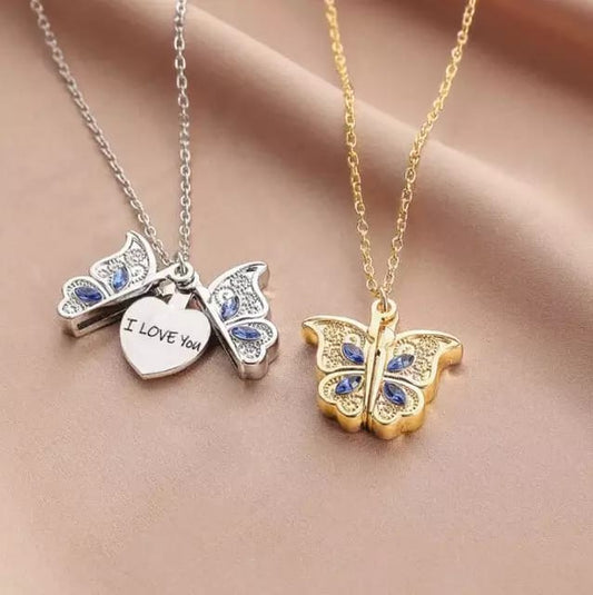 Yu Fashions Butterfly Best Friend I love You Openable Pendent Necklace Chain