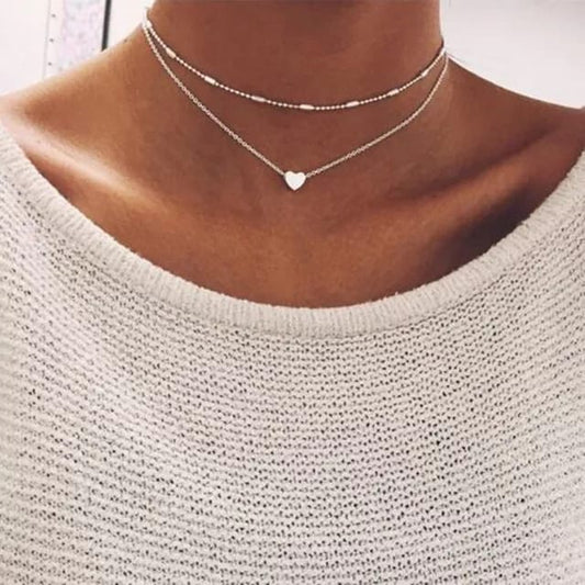 Yu Fashions Heart Pendent Dots Chain Necklace Chain