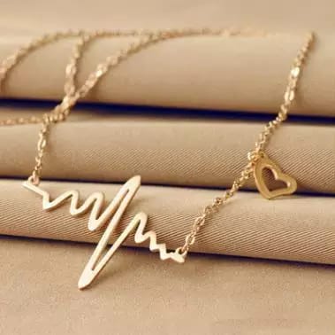 Yu Fashions Heartbeat with Cute Heart Minimal Pendent Necklace Chain