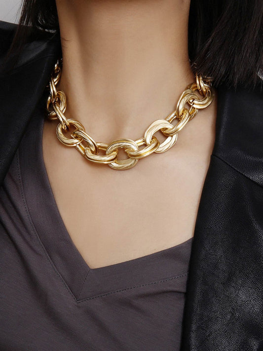 Yu Fashions High Fashion Golden Link Cuban Chain Necklace