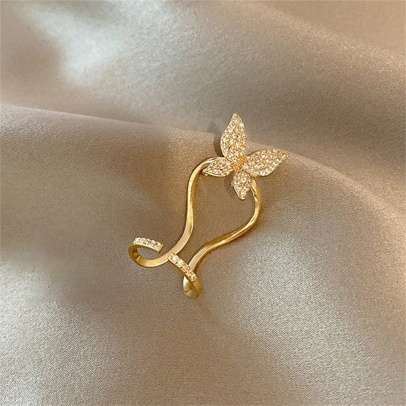 Yu fashions Butterfly Cute Rhinestone Minimal ring