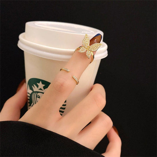 Yu fashions Butterfly Cute Rhinestone Minimal ring