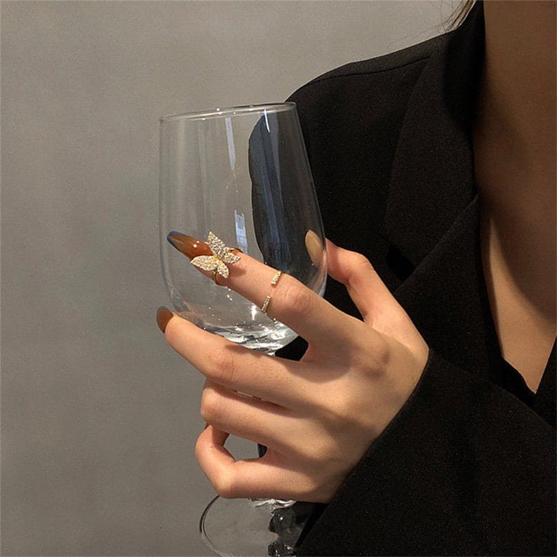 Yu fashions Butterfly Cute Rhinestone Minimal ring