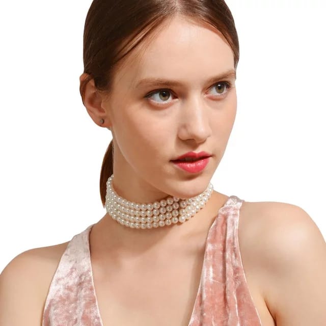 Yu Fashions Pearl 4 Layered High Fashion Necklace