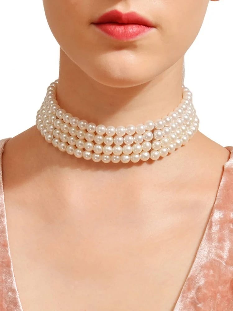 Yu Fashions Pearl 4 Layered High Fashion Necklace