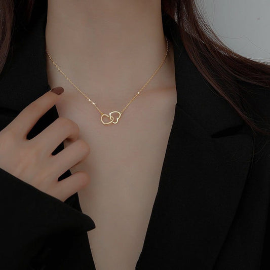 Yu Fashions Dual Heart Twisted Korean Necklace