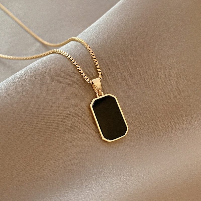 Yu Fashions High Fashions Black Stone Golden Korean Necklace