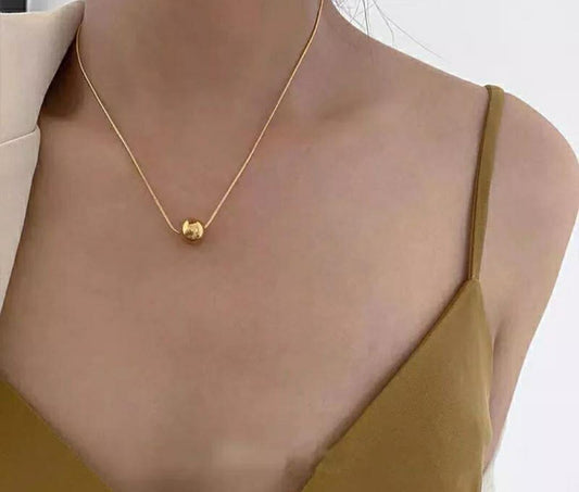 Yu Fashions Metal Ball Pendent Golden Korean Necklace