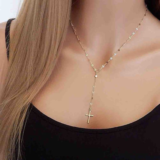 Yu Fashions Cross Metal Cute Minimal Korean Necklace