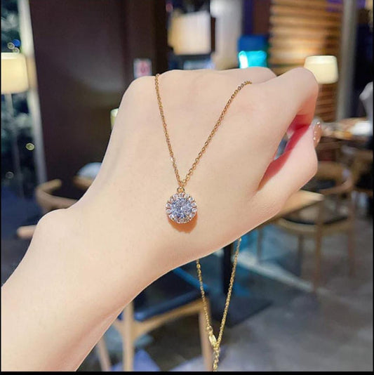 Yu Fashions Golden High Fashion Pendent Korean Necklace