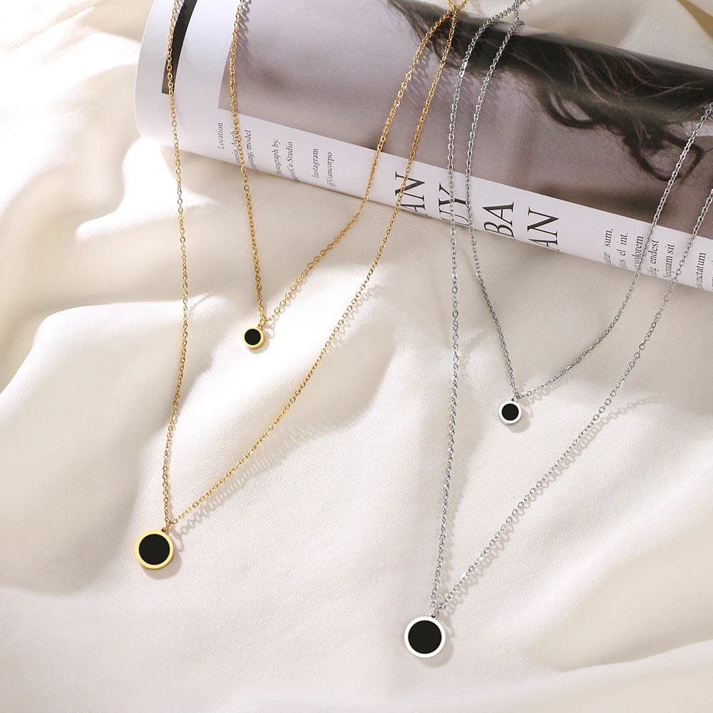 Yu Fashions 2 layered Enamel Painted High Fashion Korean Necklace