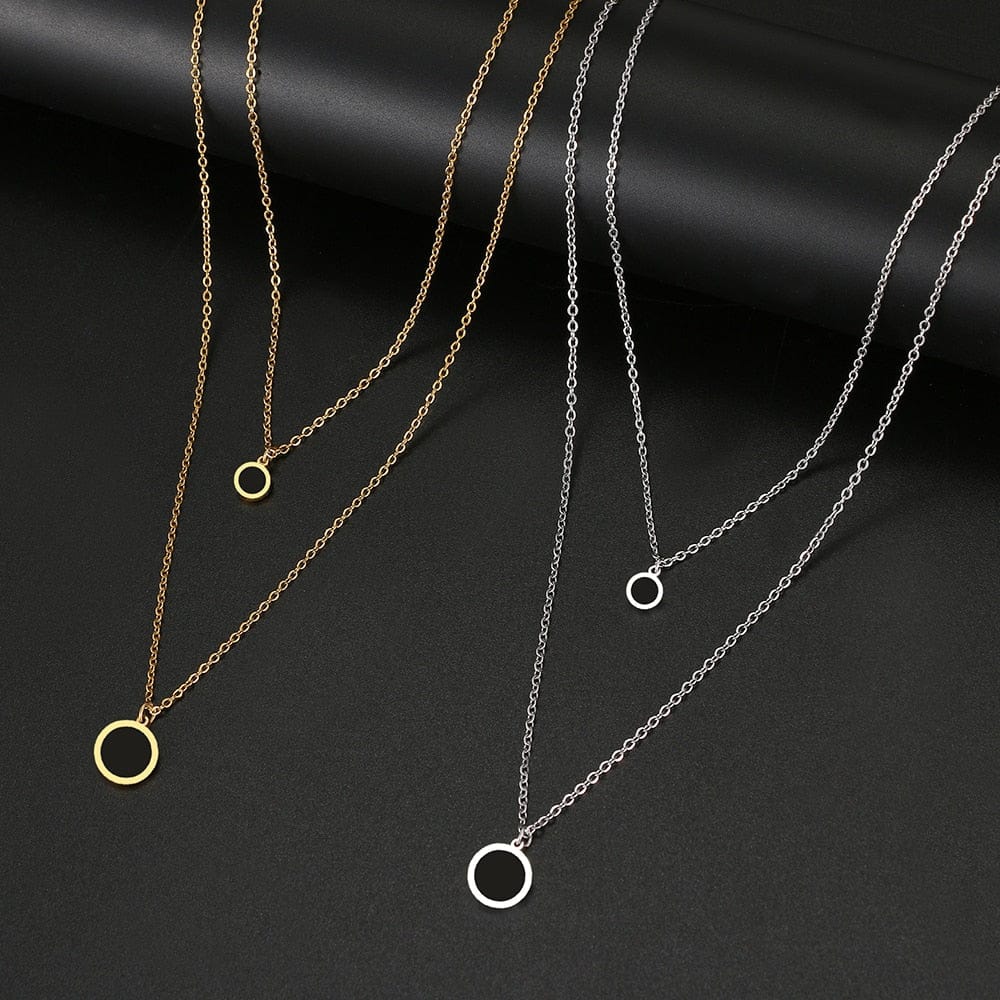 Yu Fashions 2 layered Enamel Painted High Fashion Korean Necklace