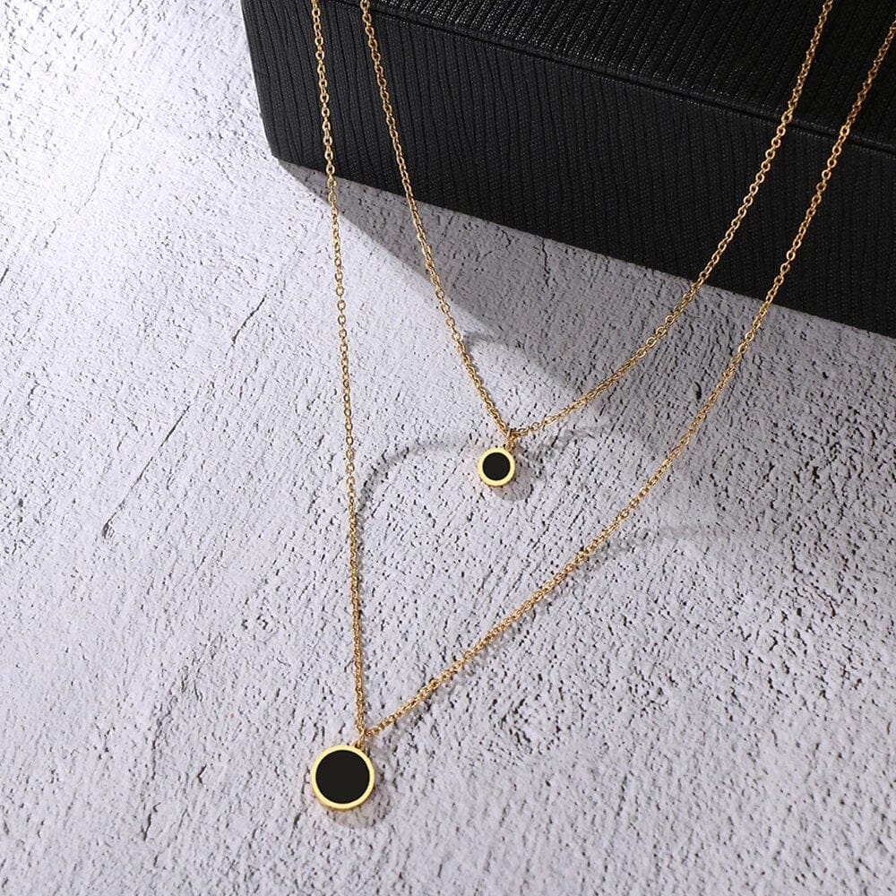 Yu Fashions 2 layered Enamel Painted High Fashion Korean Necklace