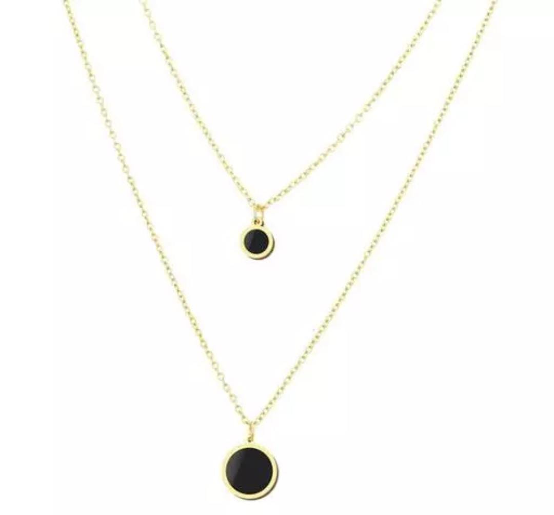 Yu Fashions 2 layered Enamel Painted High Fashion Korean Necklace