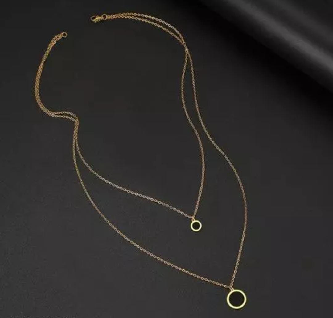 Yu Fashions 2 layered Enamel Painted High Fashion Korean Necklace
