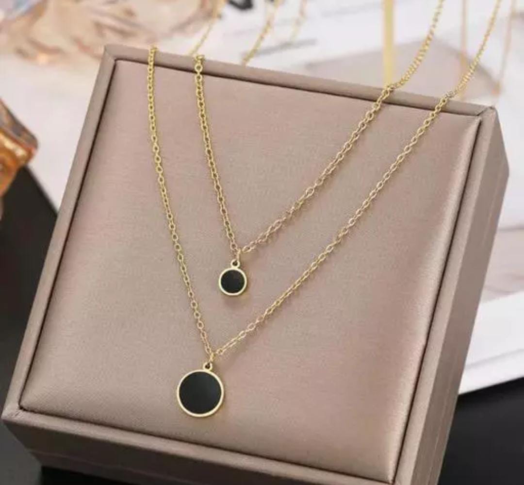 Yu Fashions 2 layered Enamel Painted High Fashion Korean Necklace