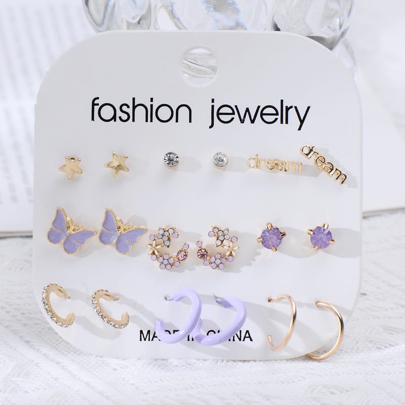 Yu Fashions Lavender Cute Oversized Hoop Korean Earrings Pair of 12