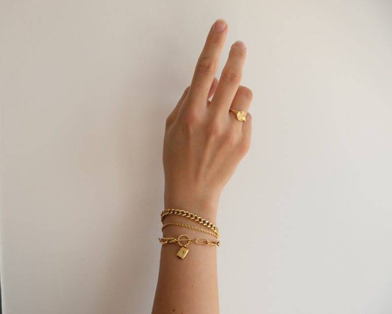 Yu Fashions Link Chain Lock Multilayered  Korean Bracelet