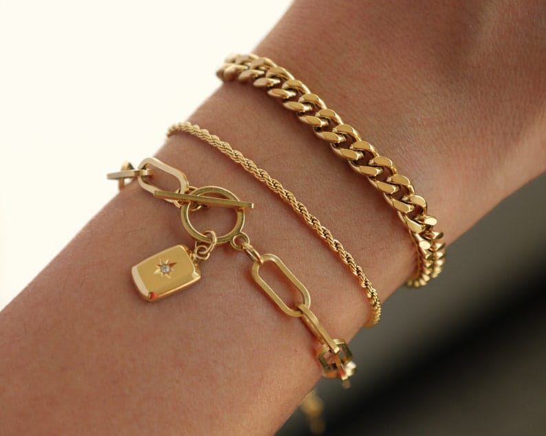 Yu Fashions Link Chain Lock Multilayered  Korean Bracelet