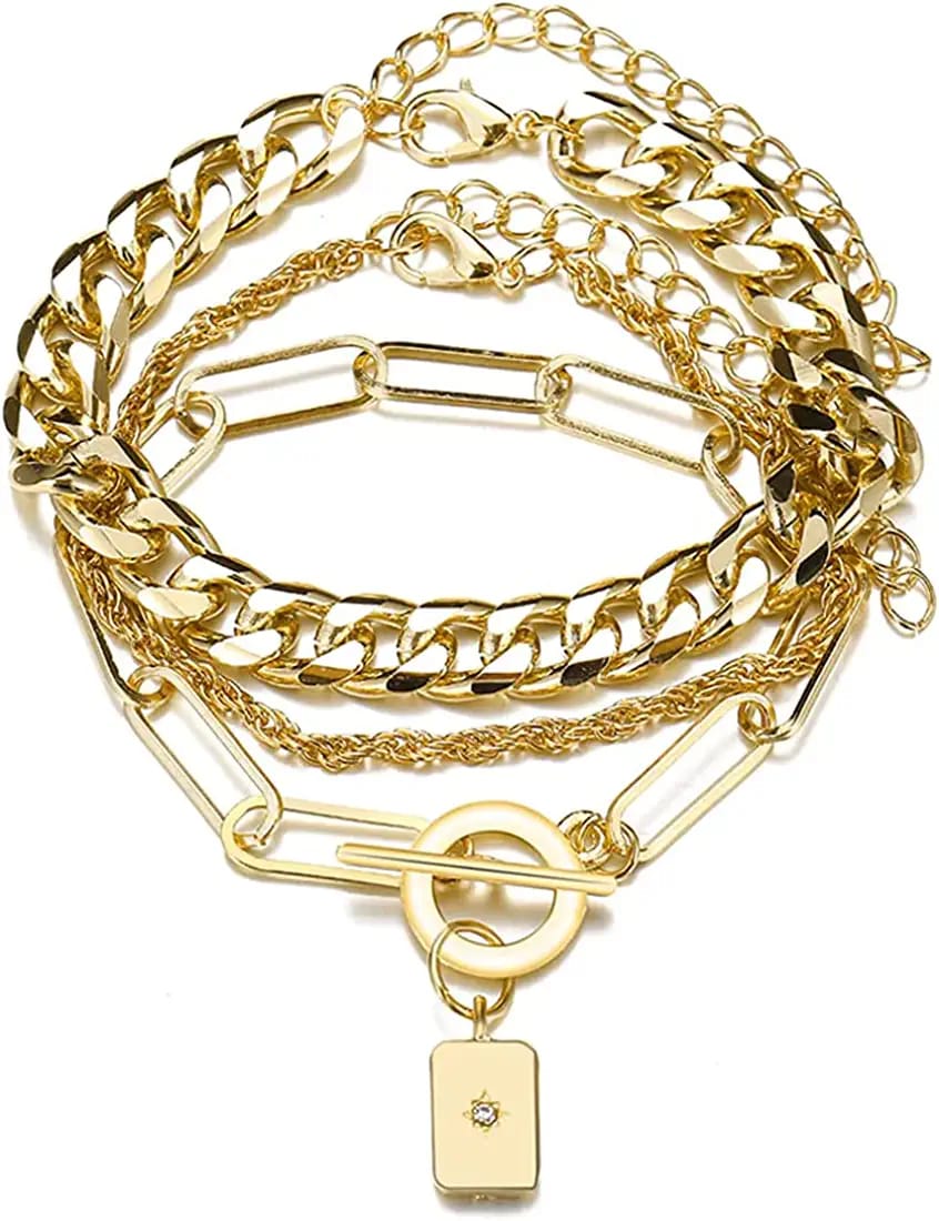 Yu Fashions Link Chain Lock Multilayered  Korean Bracelet