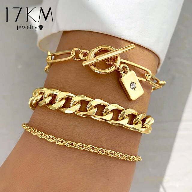 Yu Fashions Link Chain Lock Multilayered  Korean Bracelet
