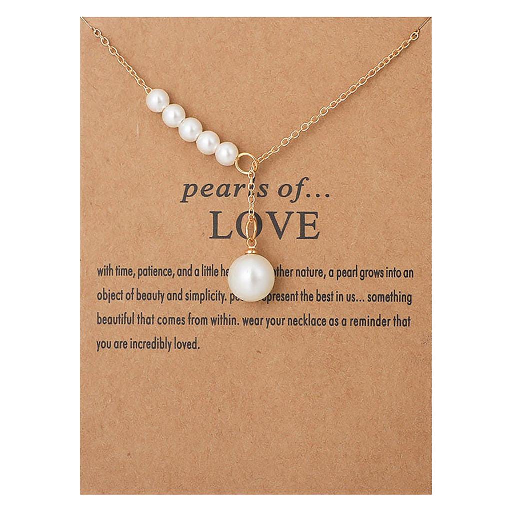 Yu Fashions Pearl of LOVE High Fashion Card Korean Necklace